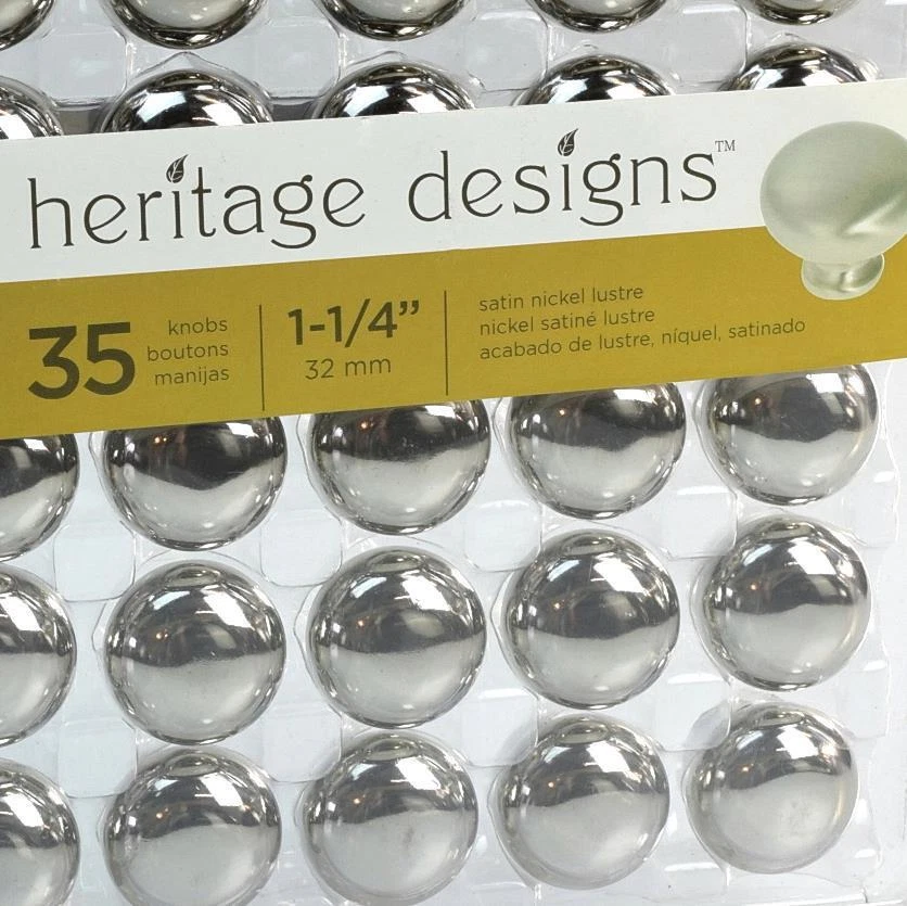 Perilla de gabinete de níquel pulido Hickory Hardware paquete de 35, redonda Heritage VP6091-14L Foto 2 de 3