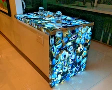 Blue Bar Counter Slab, Geode Counter Slab, Agate Slab Home Patio Decors Slab