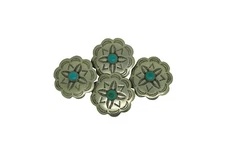 4 Southwestern Native Sterling Silver Turquoise Concho Shank Buttons 1 1/8" 18g