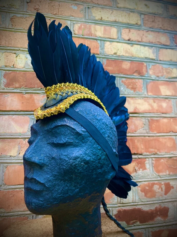 Tocado Mohawk Plumas Negras Mohawk Burning Man Mohawk Tocado Rave Mohawk Foto 2 de 4