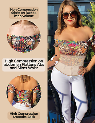 Colombian Blouse Shaper Tummy Control Printed - Blusa Colombiana