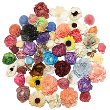 Wood Flowers Bouquet Multi Color Types Handmade with Stems DIY Easy Assemble 5 