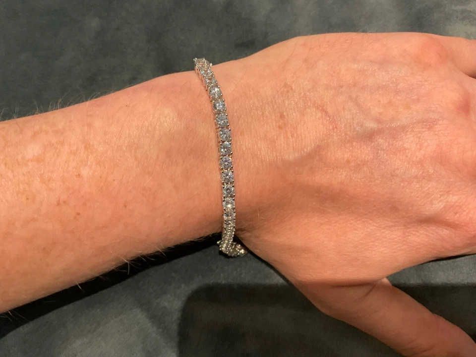 17.65 Carat Lab Created Diamond Tennis Bracelet Platinum Plated 925 6.5” Inch - Image 2 of 4