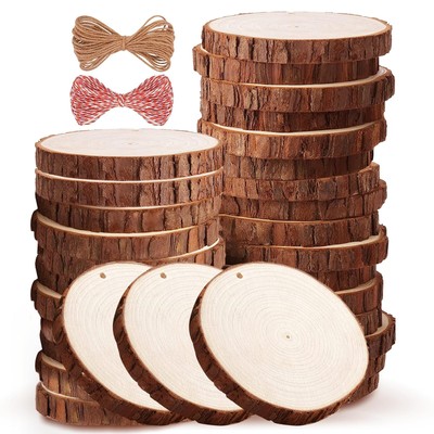 Wood Slices 30 Pcs 2.8-3.1 Inches Natural Wood Rounds Wooden Circles for Craf...