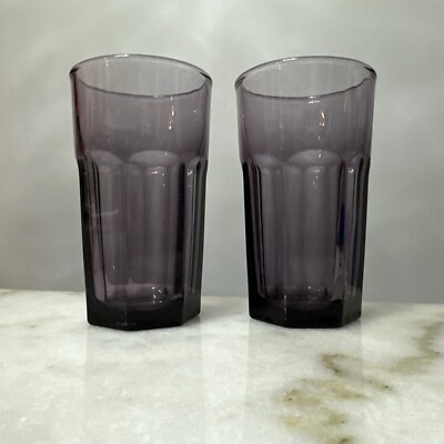 Vintage Libbey Gibraltar Purple Amethyst Panel Juice Glasses  Set Of 2  |  eBay