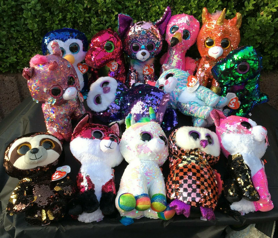 W-F-L TY Flippables mit Pailletten Boos Glubschi Stofftier Auswahl 22 - 35 cm