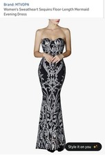 MTVOPN Women's Sweatheart Sequins Floor-Length Mermaid Evening Dress