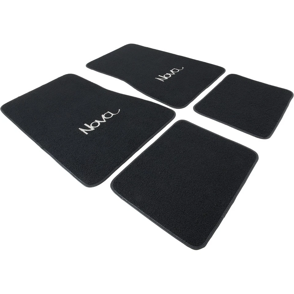 Chevrolet Chevy II Nova 1968-73; juego de alfombrillas de 4 piezas; bucle; logotipo Nova Script; Foto 3 de 4