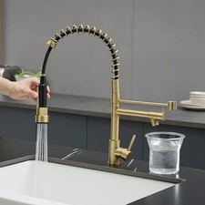 Commercial Kitchen Faucet with Pull Down Sprayer, Stainless Steel Single Handle