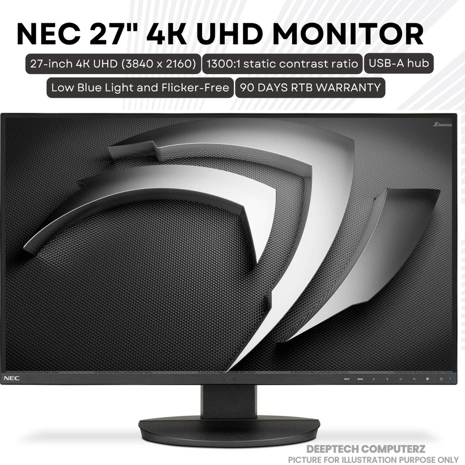 NEC MultiSync EA271U 27'' 4K UHD IPS LCD Monitor USB-HUB HDMI, Display, USB-C - Image 2 of 4