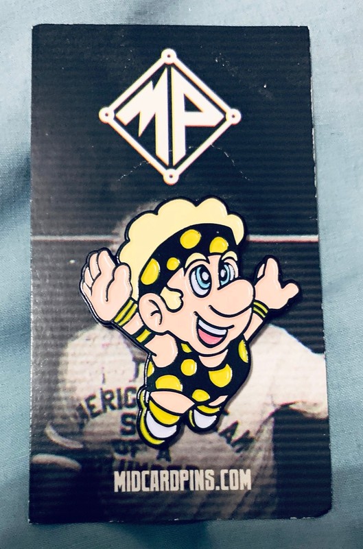 RARE PRO-WRESTLING CRATE EXCL DUSTY RHODES MARIO ENAMEL PIN WRESTLEMANIA WWF WWE