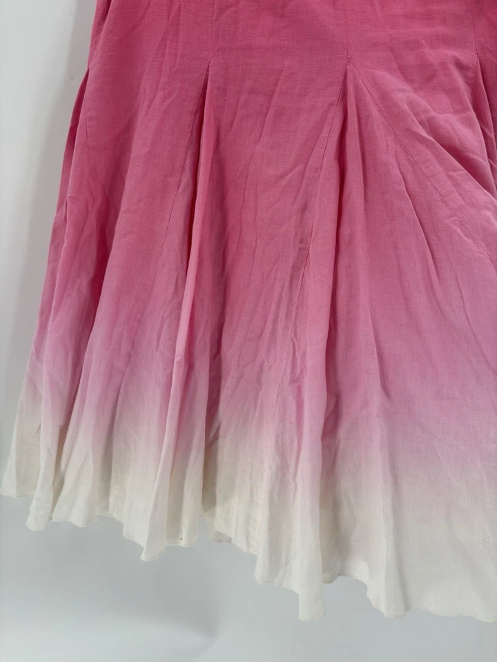 Banana Republic 裙子女式中号粉色白色 Ombre Y2K 复古褶边 — 第 2/4 张图片