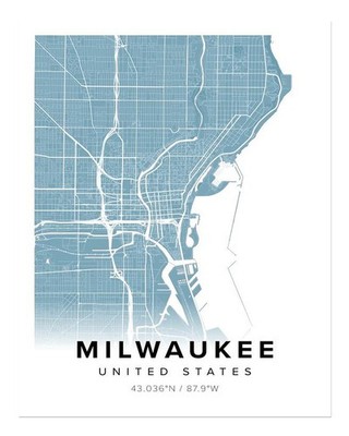 Milwaukee Map Wall Art Poster - Modern Urban Design Premium Quality