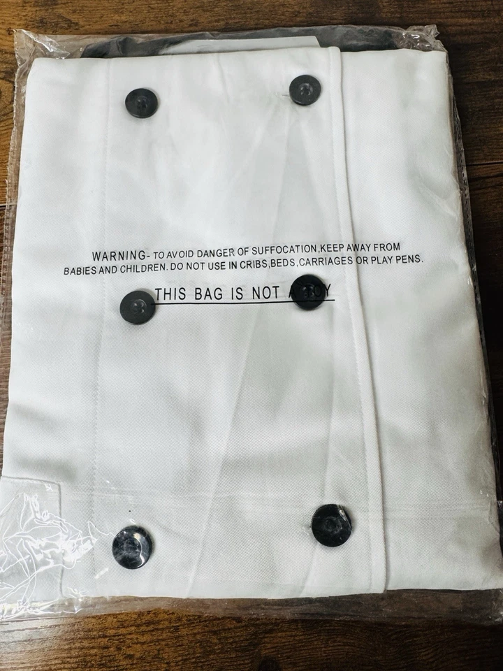 Chef Coat, White with Black Trim, Short Sleeve, Size: XL New - Image 2 of 4