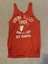 Vintage 1976 Spring Valley Dunn St Croix Medium Track Running Jersey Wisconsin