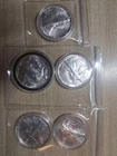 5 AMERICAN SILVER EAGLES  2X1987,1 1988,1 1991 ,11989