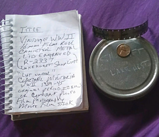 Vintage WW ll 16mm Film Roll Canister "Lakehurst Shoplift" Bottom Engrvd. R2337