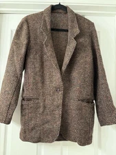 Vtg Finity Neiman Marcus 100% Pure Wool Tweed Blazer Jacket Size 4 Academia
