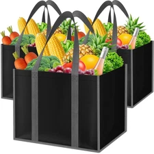 Reusable Grocery Bags with Long Handles 3 Pack - Multipurpose Large Shopping ...