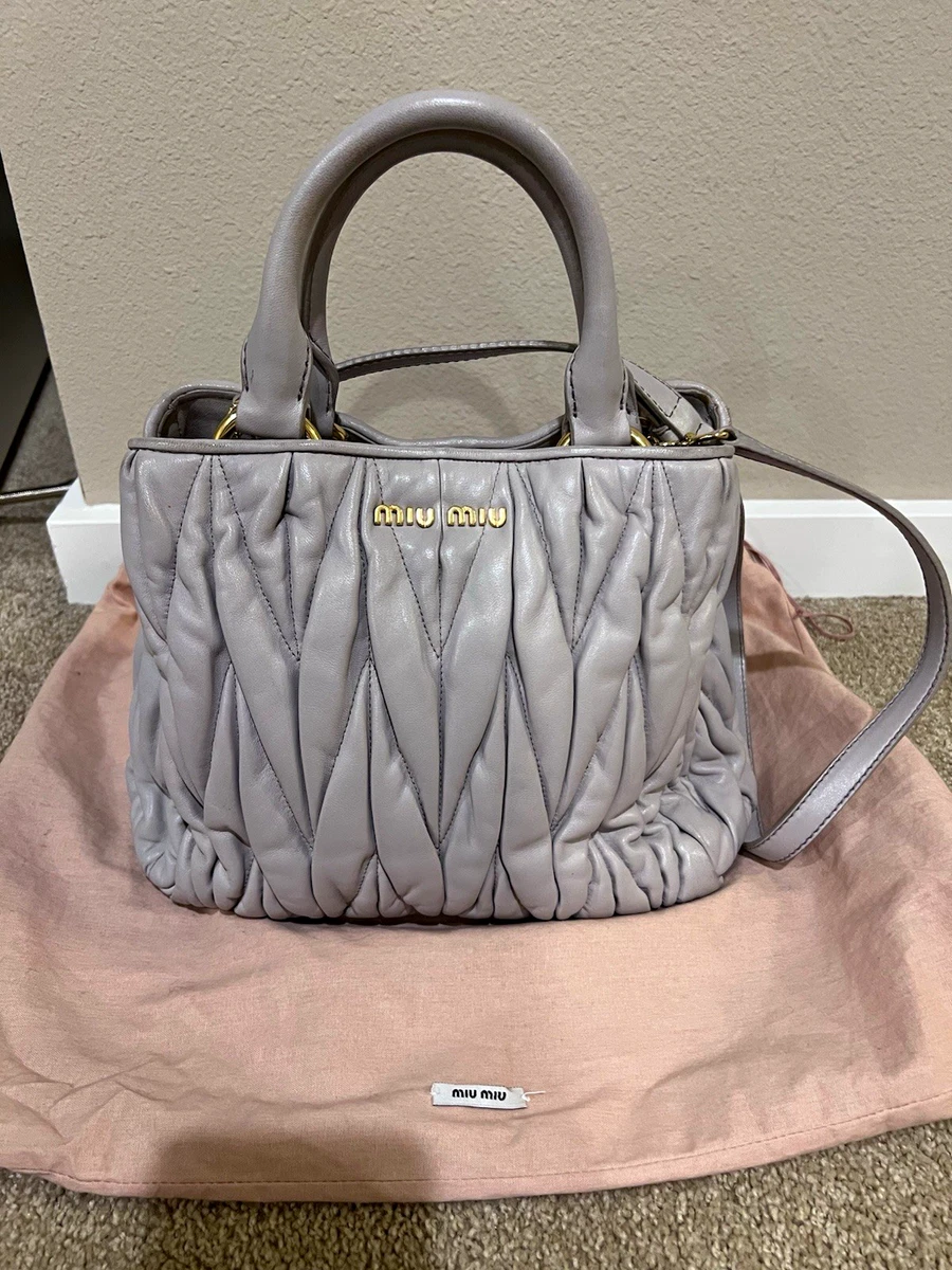 Gray Miu Miu Leather Exterior Bags & Handbags for Women for sale