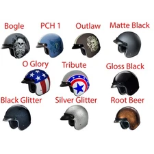 Fulmer Adult Open Face Helmet Motorcycle Bobber Chopper DOT Approved 353 EON