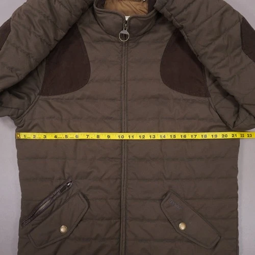 Barbour Quilted Shooting Jacket Full Zip Mens Medium Brown Pockets image 9