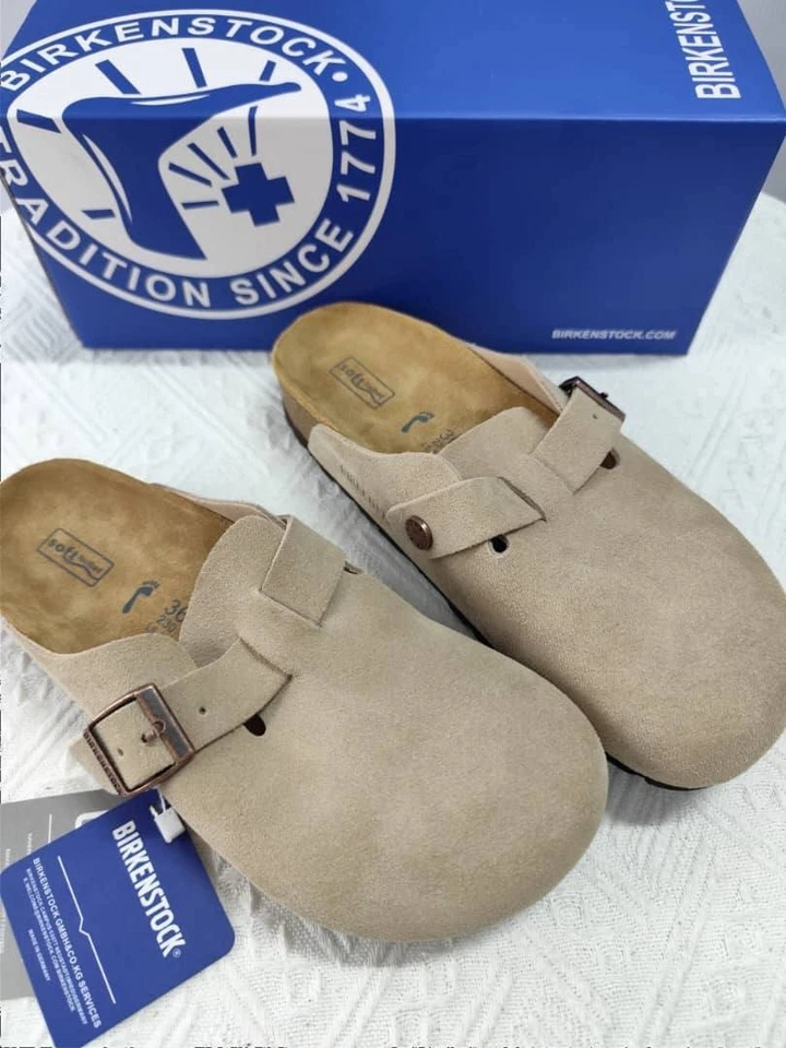 Birkenstock Boston Suede Leather Clogs Sand Beige Unisex  All Sizes Original - Image 2 of 4