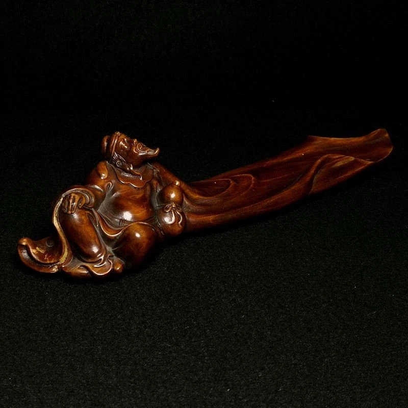 Antigua estatua china de boj tallada a mano de 7,7 pulgadas poeta salvia Li Bai decoración de escritorio Foto 4 de 4