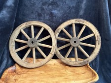 Pair of gorgeous, rustic, antique wagon/cart Wood Iron 8 Spoke wheels