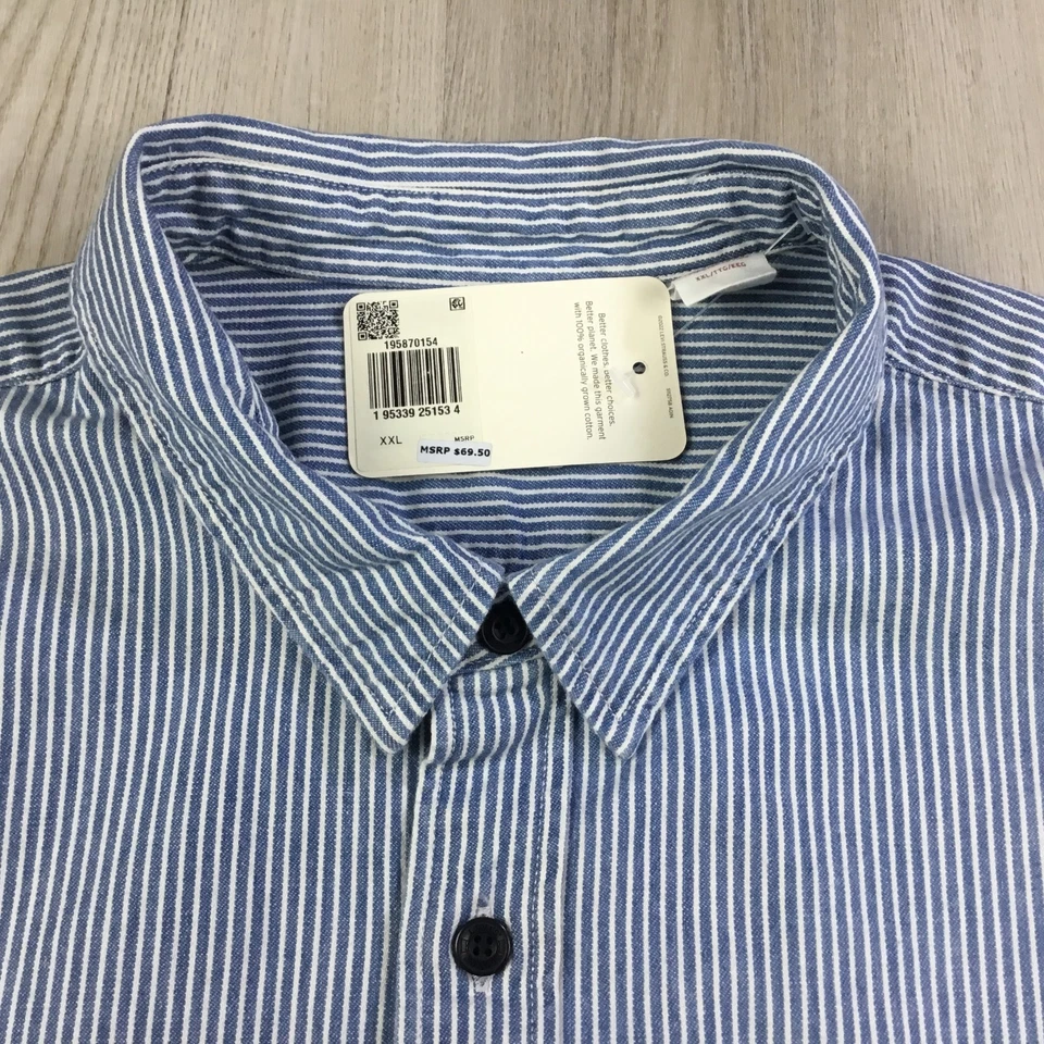 Camisa Levis Para Hombres 2XL Azul Nogal Rayas Calce Relajado Manga Larga Sarga Ferrocarril Foto 4 de 4
