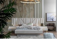 Schlafzimmer Set Luxus Komplettes Bett 2X Nachttische 3Tlg. Modern Set