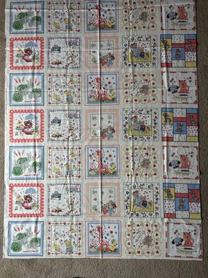 Vintage Style Children s Hankie Blocks Fabric - 2 YARDS 7  LONG - 46  WIDE. NEW!