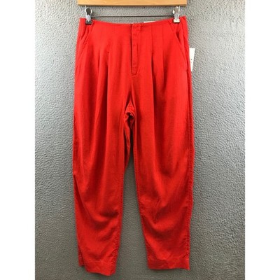 A New Day Target Women's Red Tapered Leg Pleated High Rise Pants Size 8