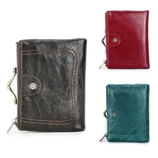 men's RFID Genuine Leather Wallet Coin Pocket Photo ID Window Card Holder