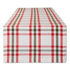 Jolly Christmas Tree Collection Holiday Table Runner, 14x108" Christmas Plaid