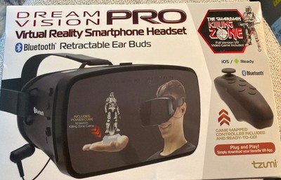 Tzumi Dream Vision PRO Smartphone VR Headset Bluetooth Retractable Ear Buds 360°