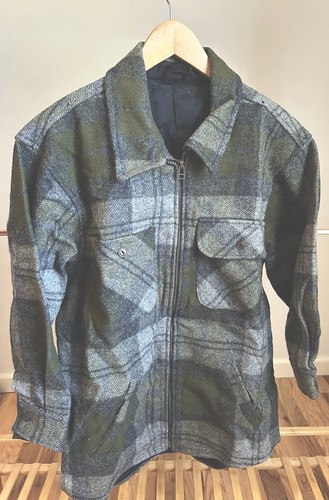 SWANNDRI Men's MED Wool Overshirt Flannel Jacket Olive Green / Grey New Zealand