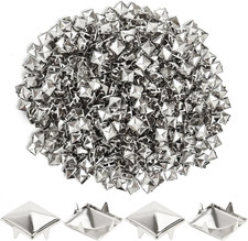 200 Pcs 12Mm Silver Studs for Clothing Four-Jaw Square Punk Spikes Pyramid Studs