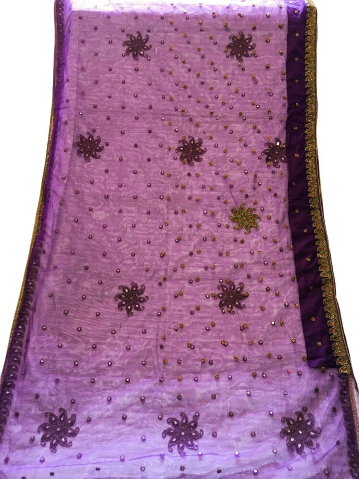 Tela de red sari indio vintage Sari Georgette Chinnon tela impresa PGS1809 Foto 2 de 4