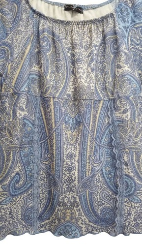 FANG 3/4 Sleeve Paisley Chiffon Girl Tops Blouse with Lining (L) Made in the USA - Picture 5 of 7