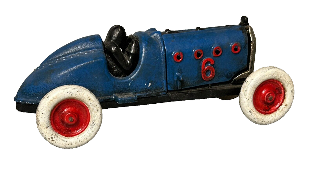 Blue Race Car Cast Iron NASCAR Metal Car Racing Collector HOTROD Auto