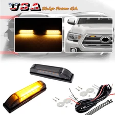 For 2012-up Toyota Tacoma Smoke Lens Amber LED Front Grille Light w/mounting Set