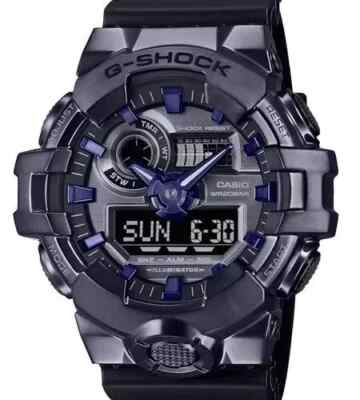 New Casio G-Shock G-Steel Analog-Digital Purple Dial Resin Strap Watch GM700P-6A