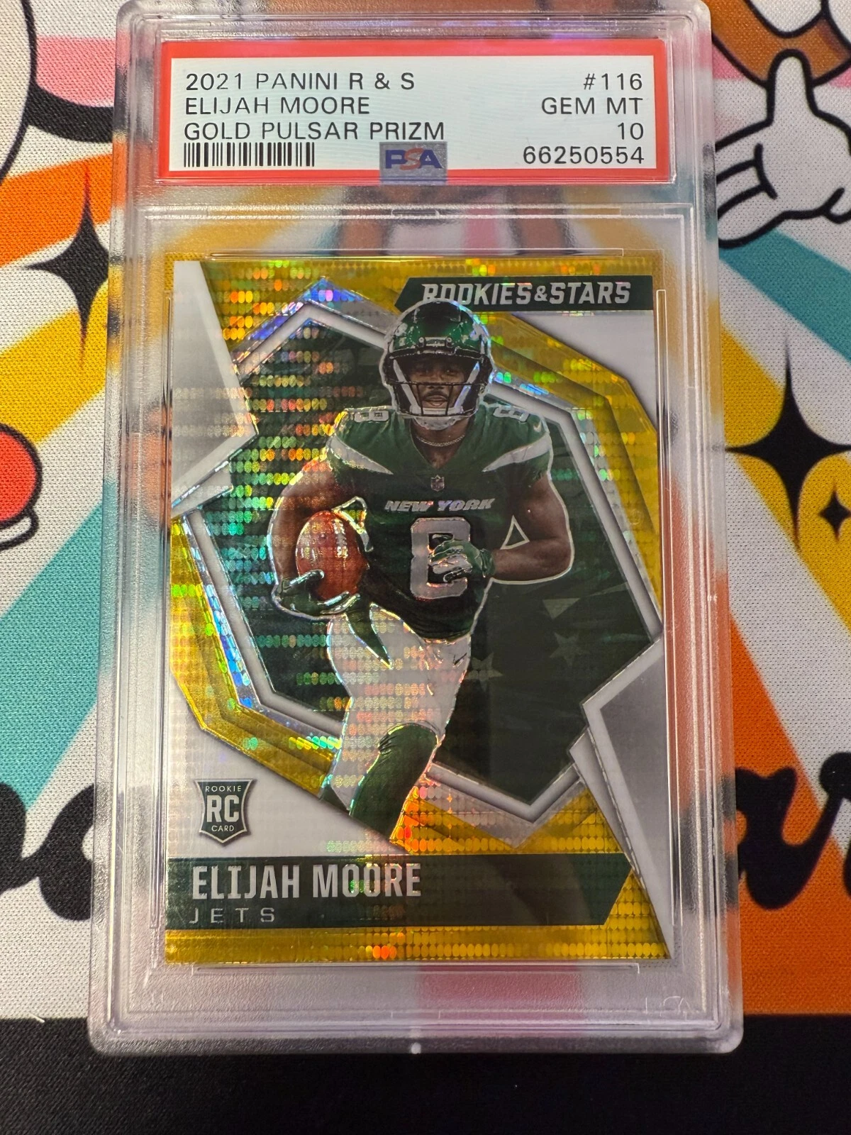 Elijah Moore Panini Rookies & Stars #116 Gold Pulsar