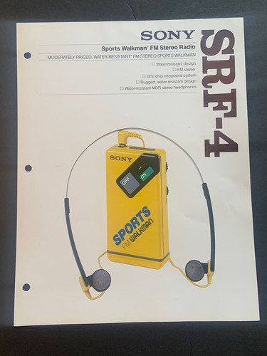 Sony SRF-4 Sports FM Radio Dealer Sheet - Picture 2 of 5