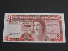 GIBRALTAR 1975 1 POUND BANKNOTE PICK#20a UNC