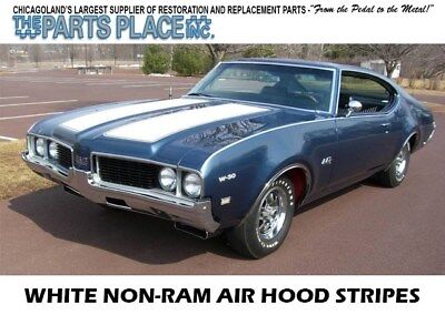 1969 70 Cutlass 442 W29 W42 Non Ram Air Hood Stripe Kit White Ebay