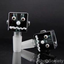 2½" Square Robo Glass Slide Bowl 14mm Water Pipe Hookah Head Piece Thick Bowl BK