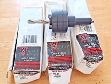 Lot Of 3  Vintage M.K.  Morse Hole Saw Arbor M44K 1/4" Pilot Drill USA FREE SHIP