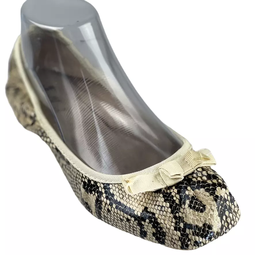 MIXX SHUZ Shoes CASEY Ballet Flats Snake Print Textile w Bow